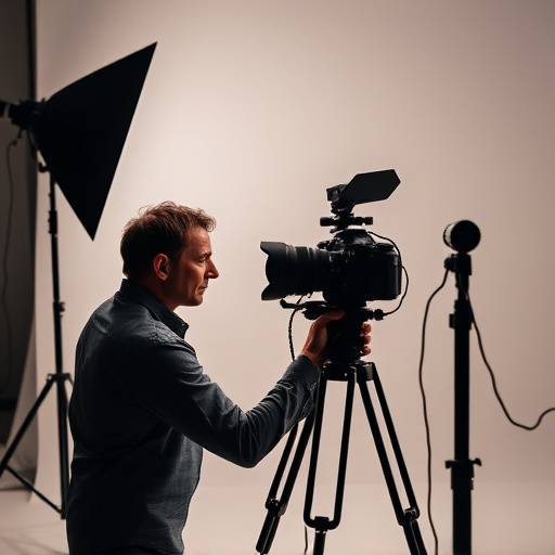 Photographer taking a portrait in a studio