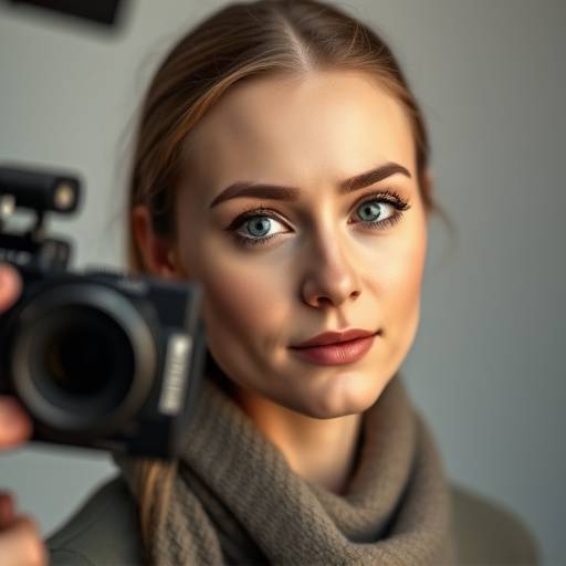 Photographer taking a portrait in a well-lit studio